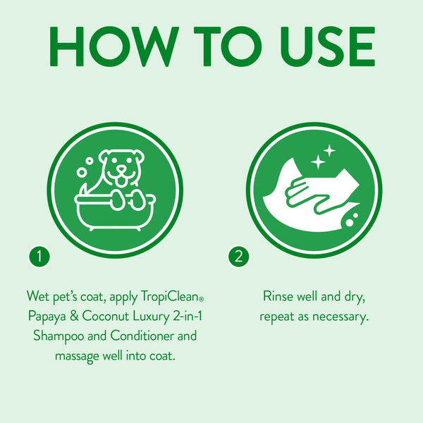 TropiClean Papaya & Coconut Luxury 2-in-1 Dog & Cat Shampoo & Conditioner  355ml