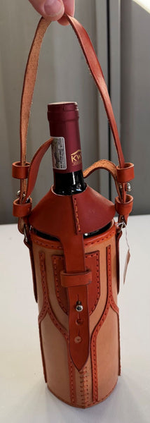 Handmade Full-Grain Leather Wine Bottle Carrier