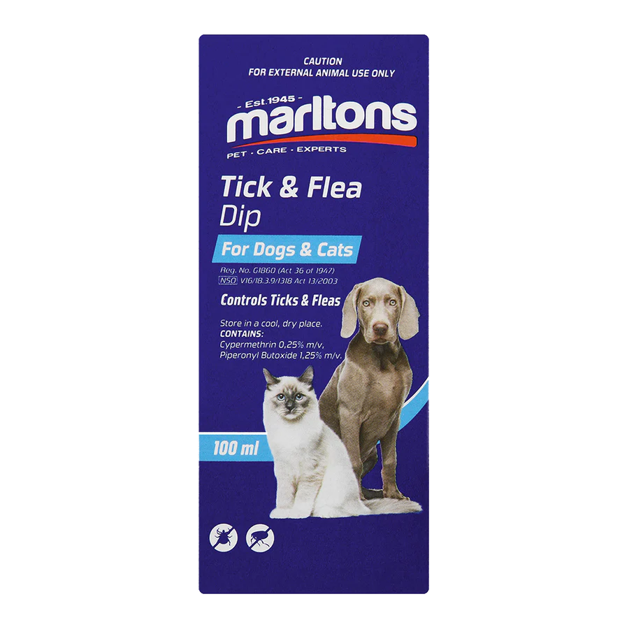 Marltons Tick & Flea Dip For Dogs & Cats 100ml x 6