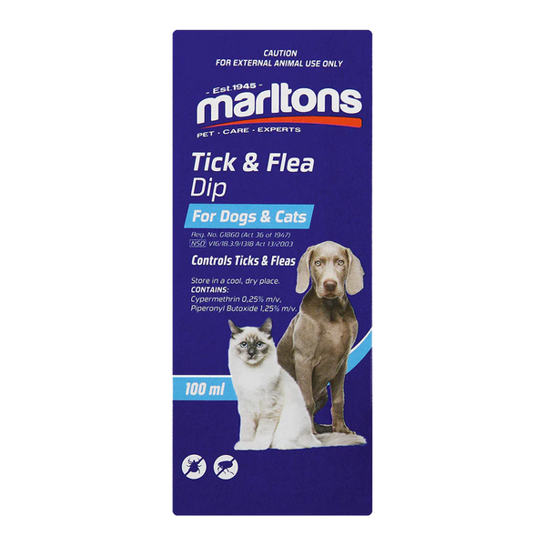 Marltons Tick & Flea Dip For Dogs & Cats 100ml x 6
