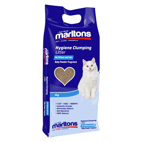 Marltons Hygiene Clumping Litter Baby Powder Fragrance (4 x 4kg)