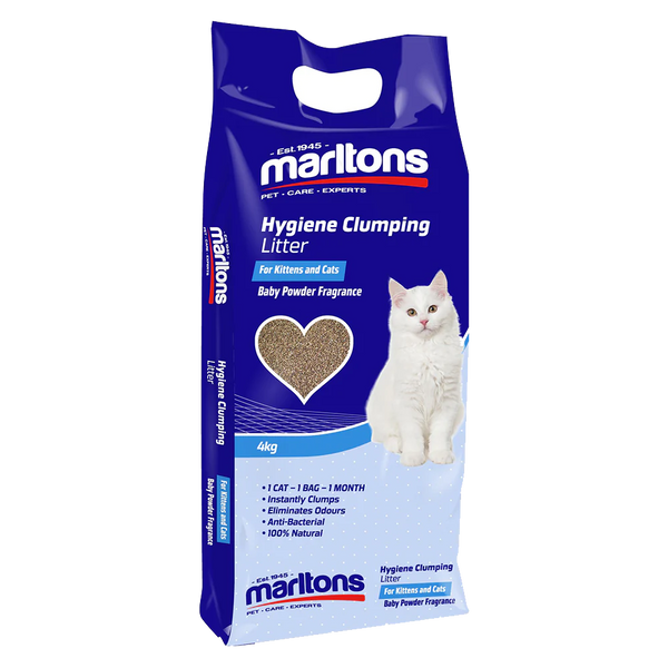 Marltons Hygiene Clumping Litter Baby Powder Fragrance (4 x 4kg)