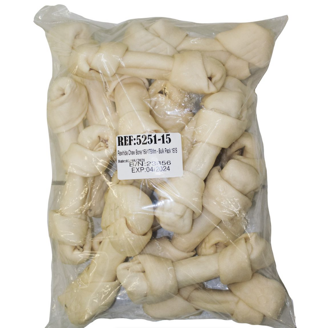 Rawhide Chew Bone 150 175mm Bulk Pack 15 s For the Farmer