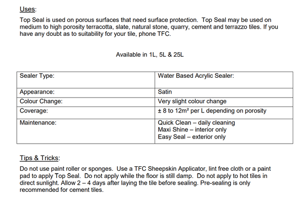 TFC Top Seal (Prices From))
